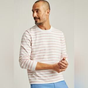 Bonobos Roll Neck Sweater Striped Crew Neck Preppy Office Minimal White Size S
